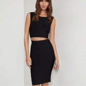 BCBG MAXAZRIA Black ribbed Stretchy Knit Pull-On Bodycon Pencil Skirt size Small